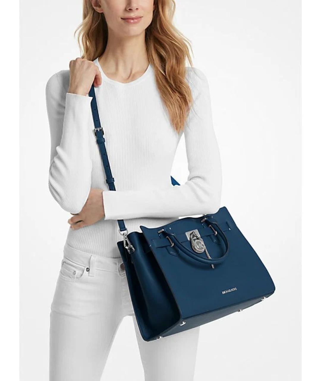 MICHAEL KORS Синяя кожаная сумка тоут, фото 2