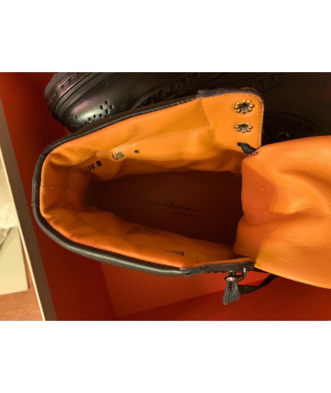 SANTONI Черные кожаные высокие ботинки, фото 5