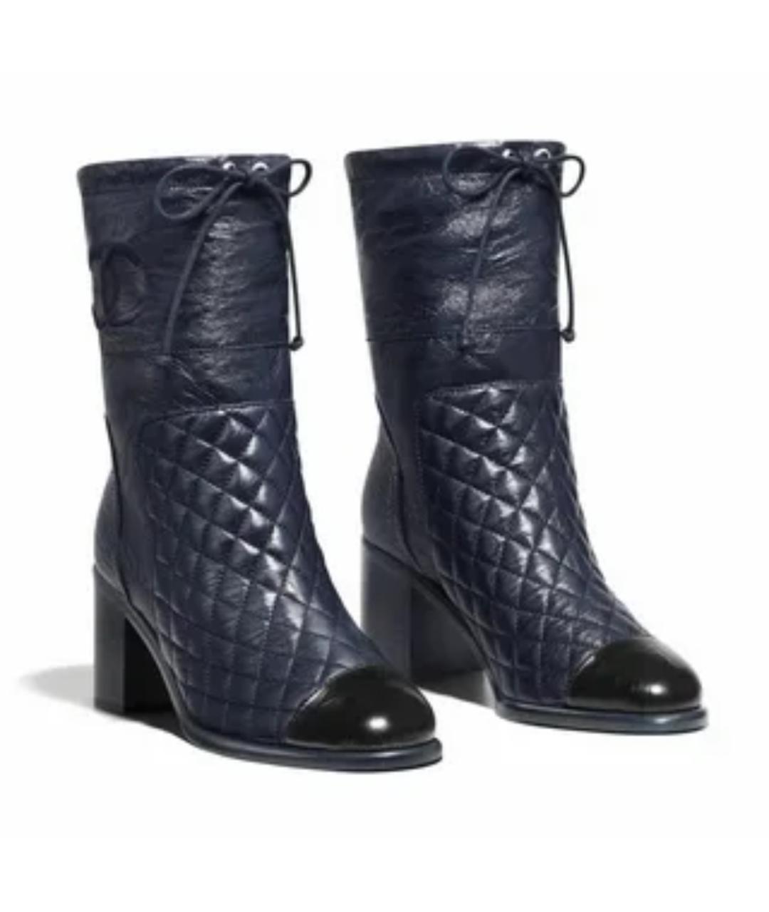 CHANEL Синие кожаные полусапоги, фото 5