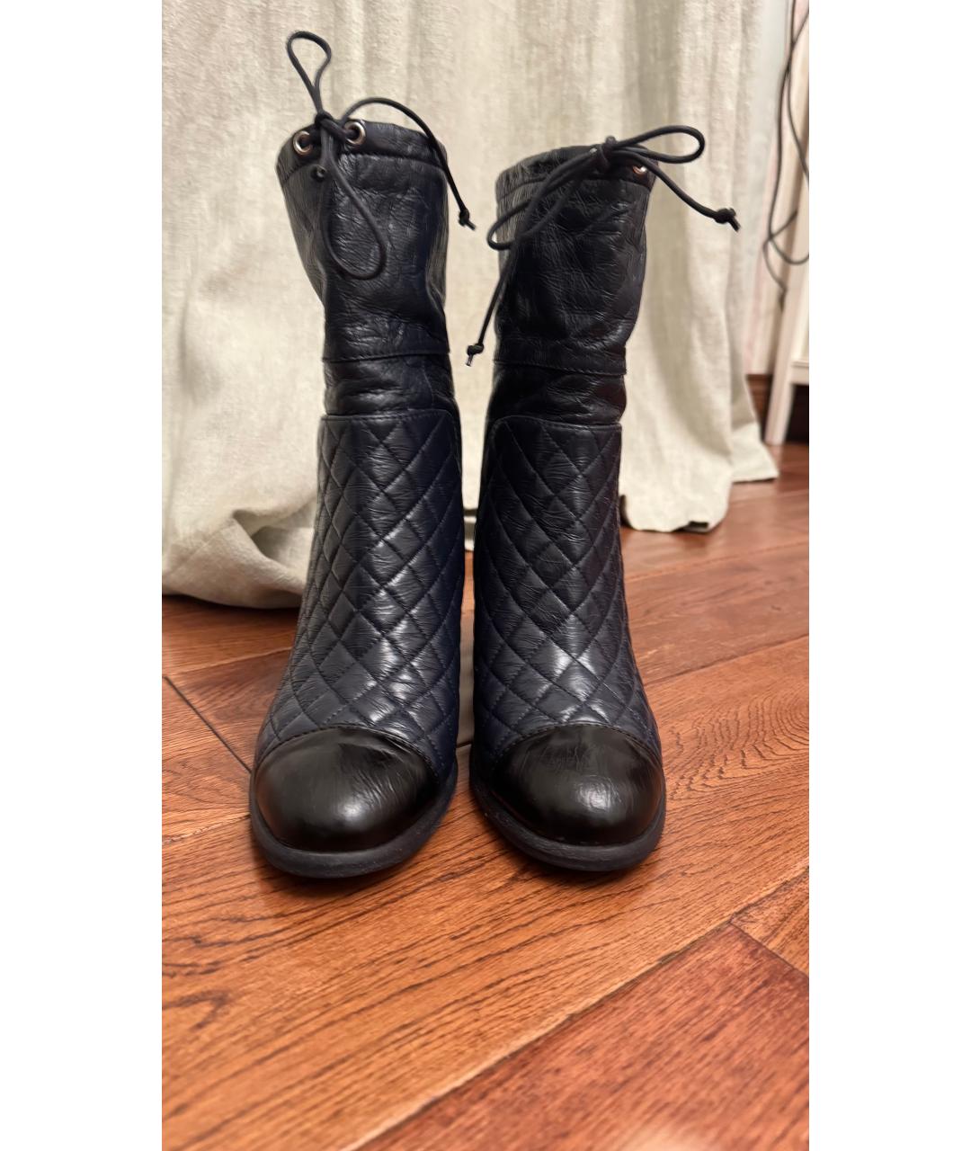 CHANEL Синие кожаные полусапоги, фото 2