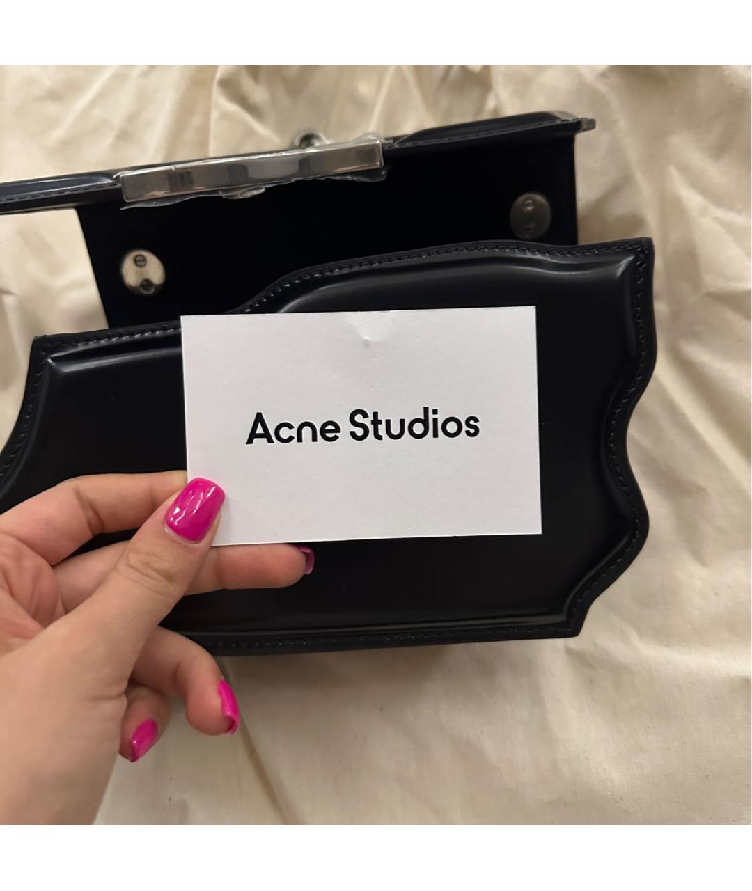ACNE STUDIOS Черная кожаная сумка с короткими ручками, фото 4