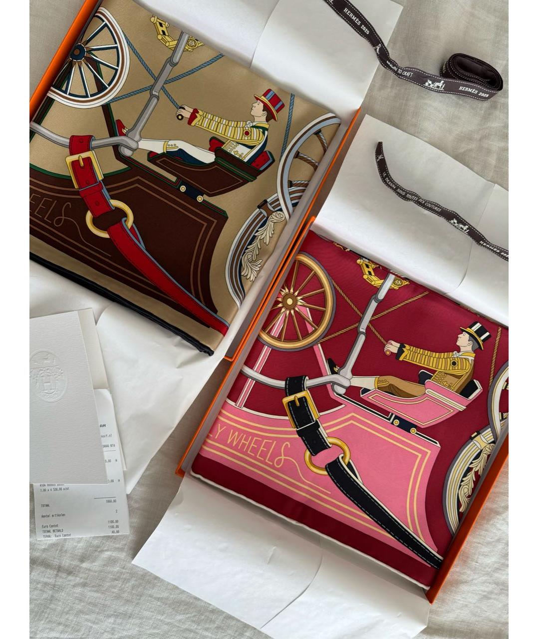 HERMES Бордовый шелковый платок, фото 2