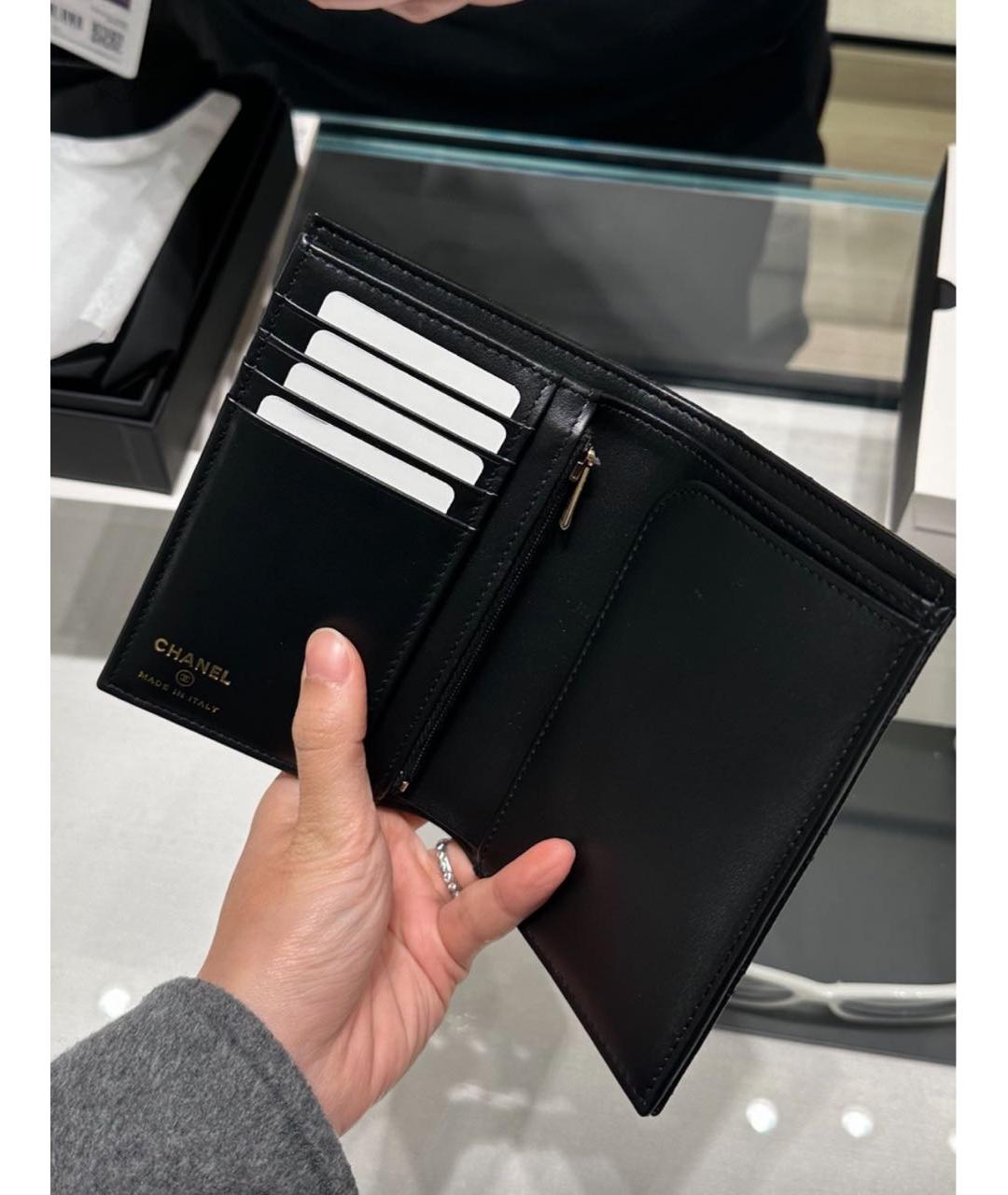 CHANEL Черный кожаный кошелек, фото 6