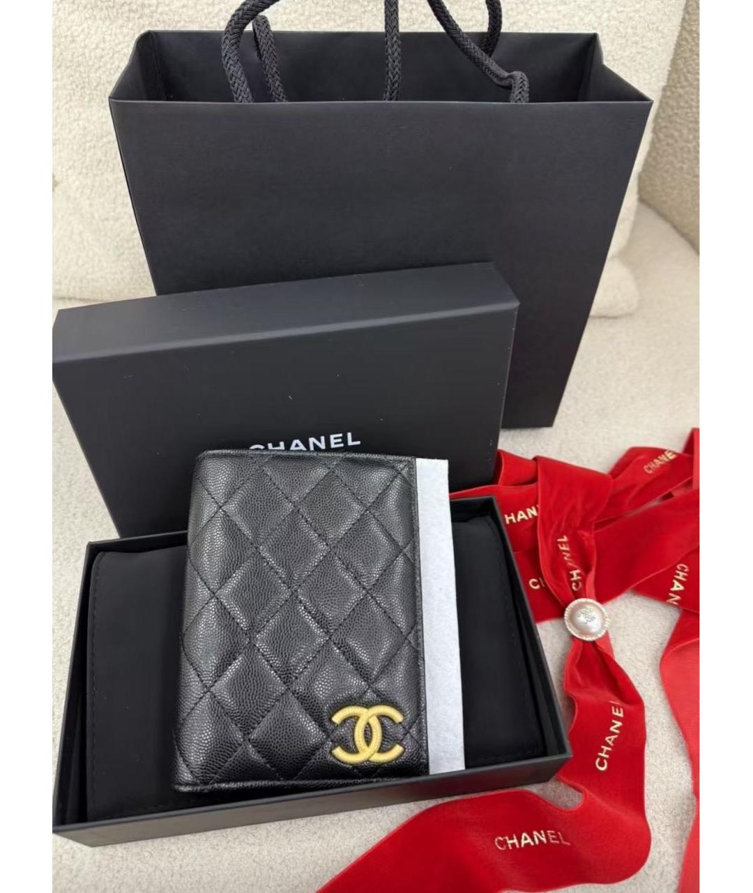 CHANEL Черный кожаный кошелек, фото 8
