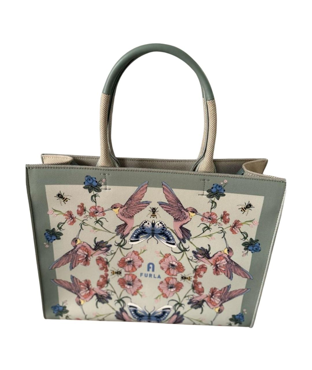 FURLA Бежевая тканевая сумка тоут, фото 1