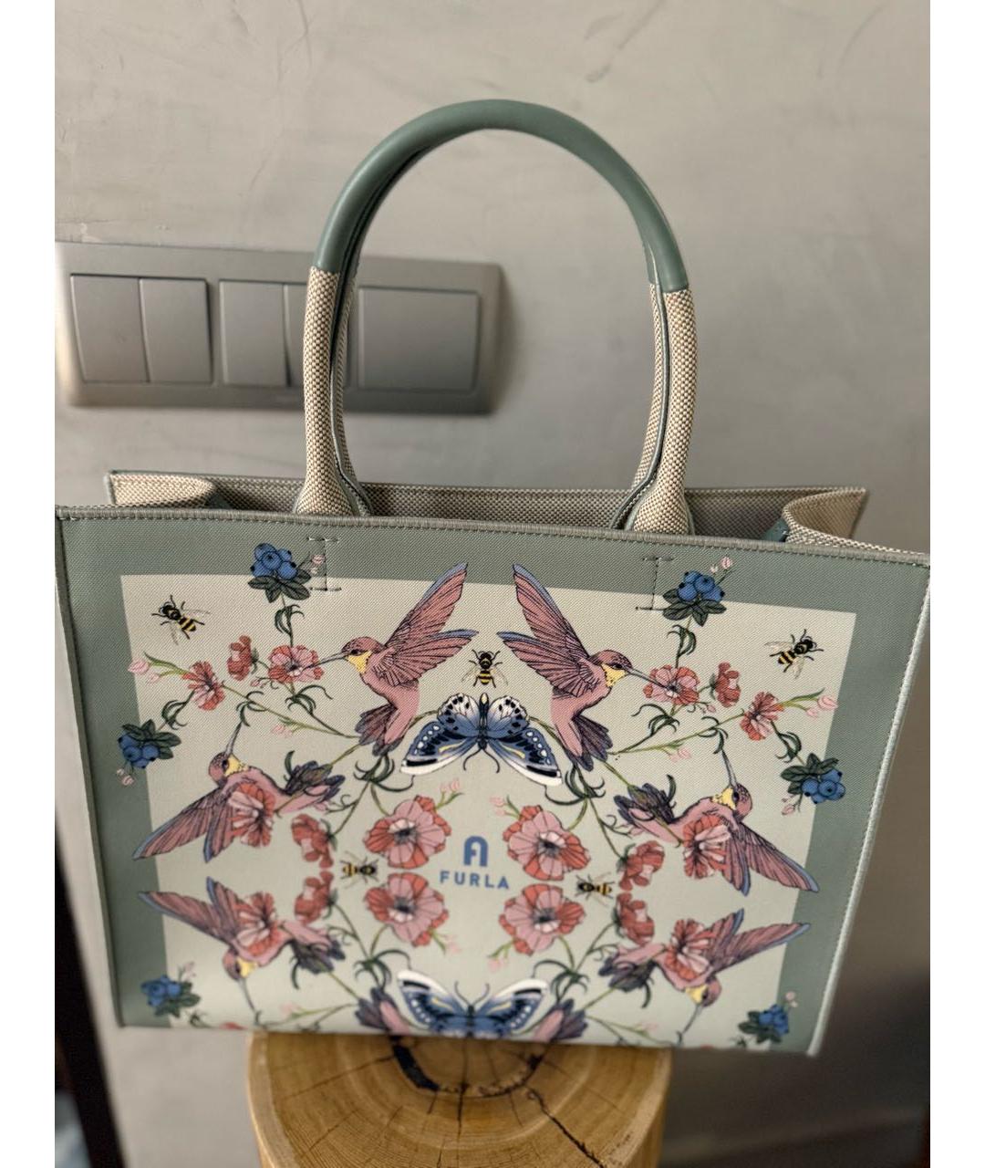FURLA Бежевая тканевая сумка тоут, фото 4