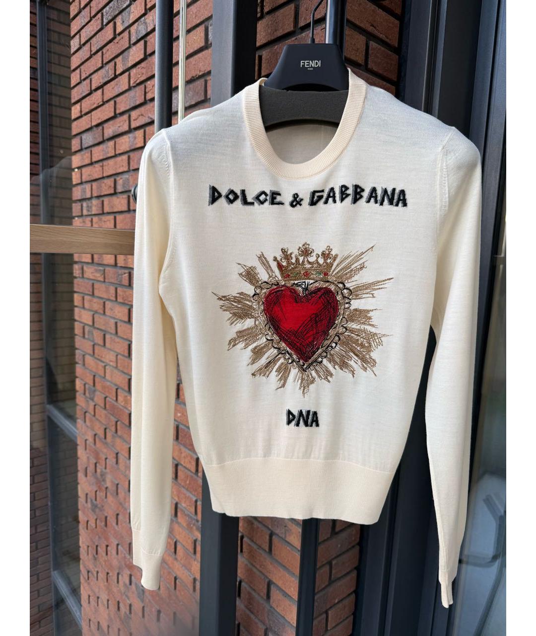 DOLCE&GABBANA Бежевый вискозный джемпер / свитер, фото 5