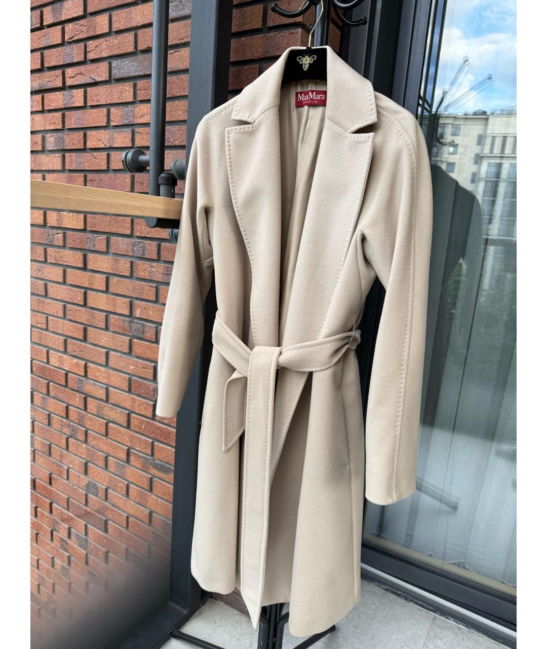MAX MARA Бежевое шерстяное пальто, фото 4