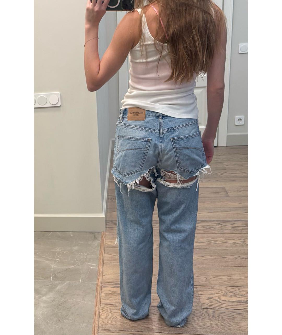 BALENCIAGA Голубые хлопковые прямые джинсы, фото 4