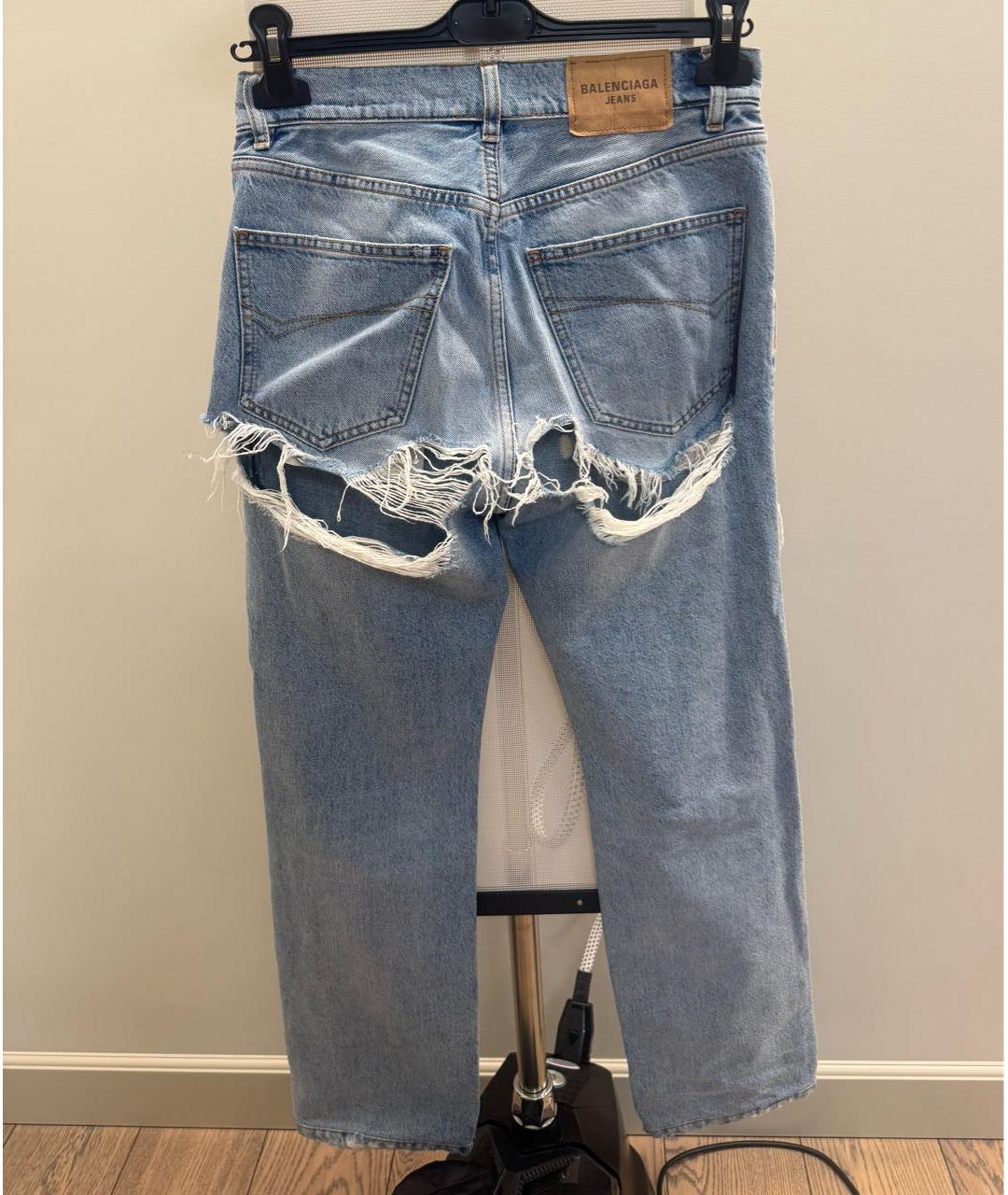 BALENCIAGA Голубые хлопковые прямые джинсы, фото 2