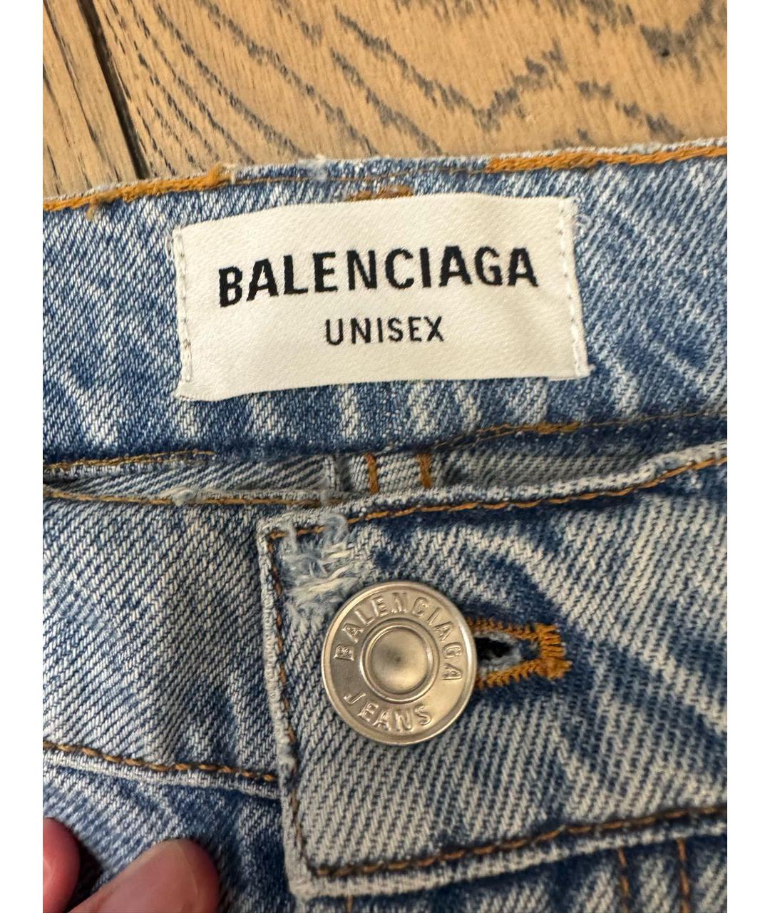 BALENCIAGA Голубые хлопковые прямые джинсы, фото 6
