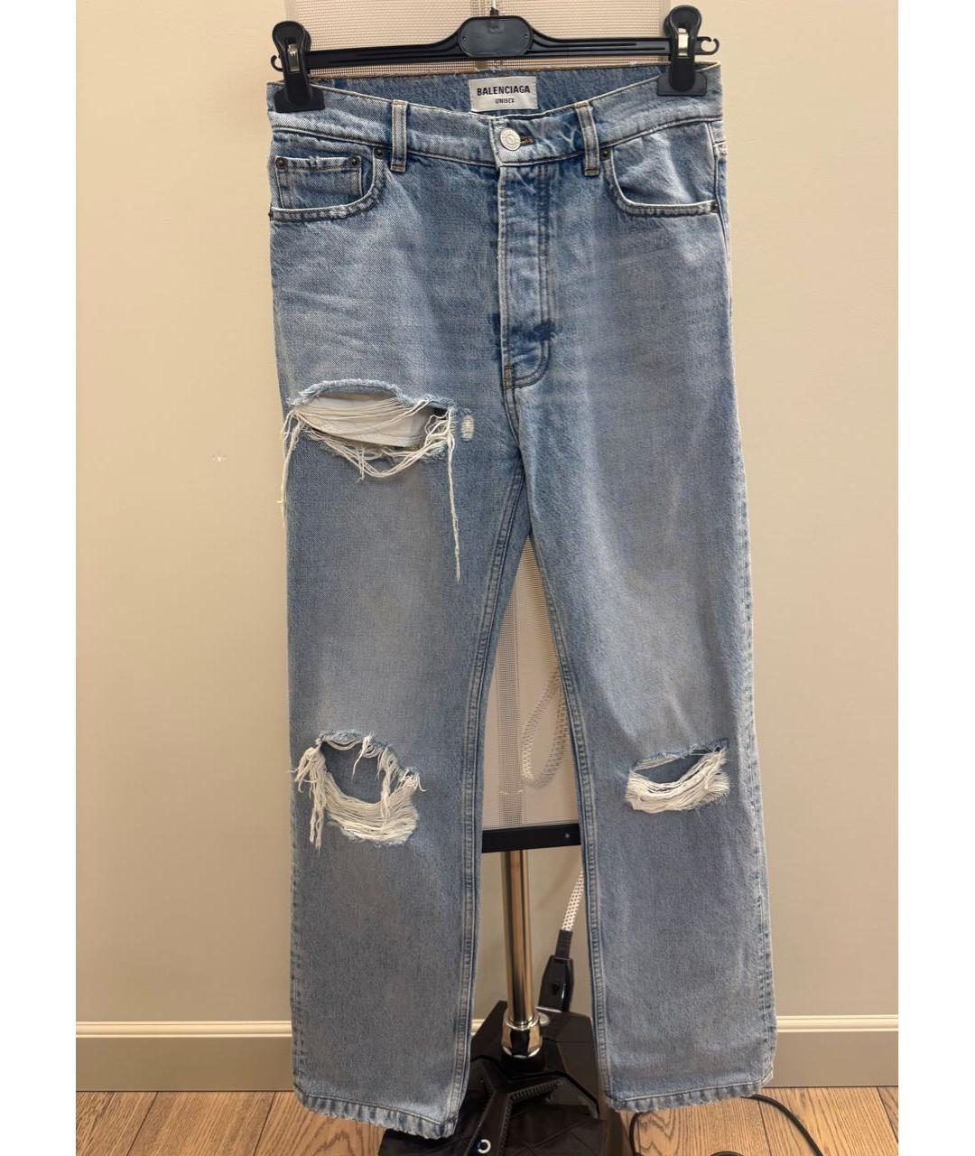 BALENCIAGA Голубые хлопковые прямые джинсы, фото 9