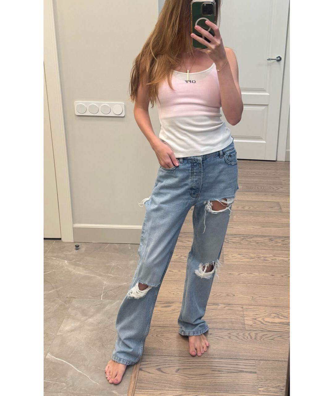 BALENCIAGA Голубые хлопковые прямые джинсы, фото 3