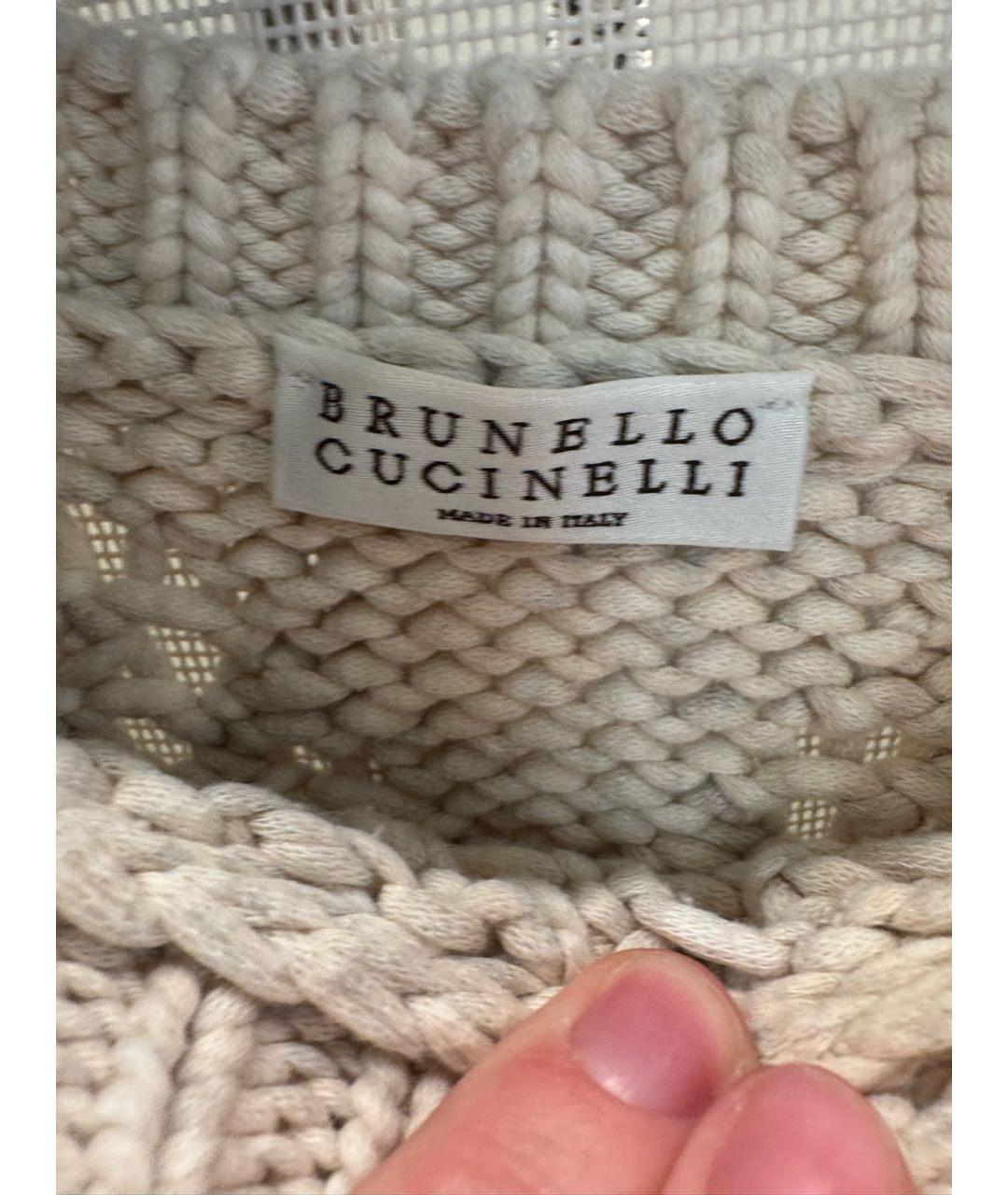 BRUNELLO CUCINELLI Бежевый хлопковый джемпер / свитер, фото 3