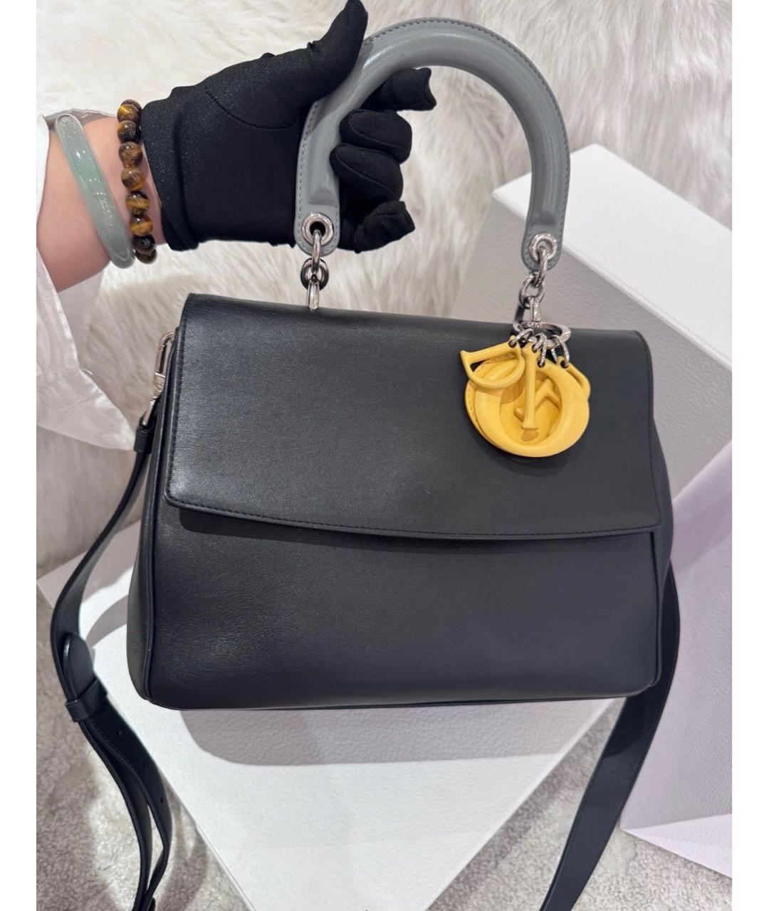 CHRISTIAN DIOR Черная кожаная сумка с короткими ручками, фото 2