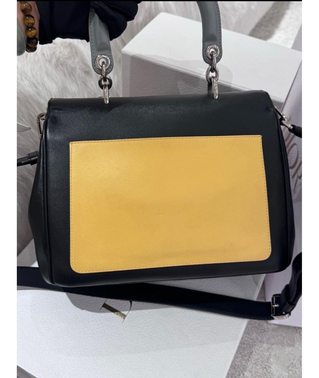 CHRISTIAN DIOR Черная кожаная сумка с короткими ручками, фото 3