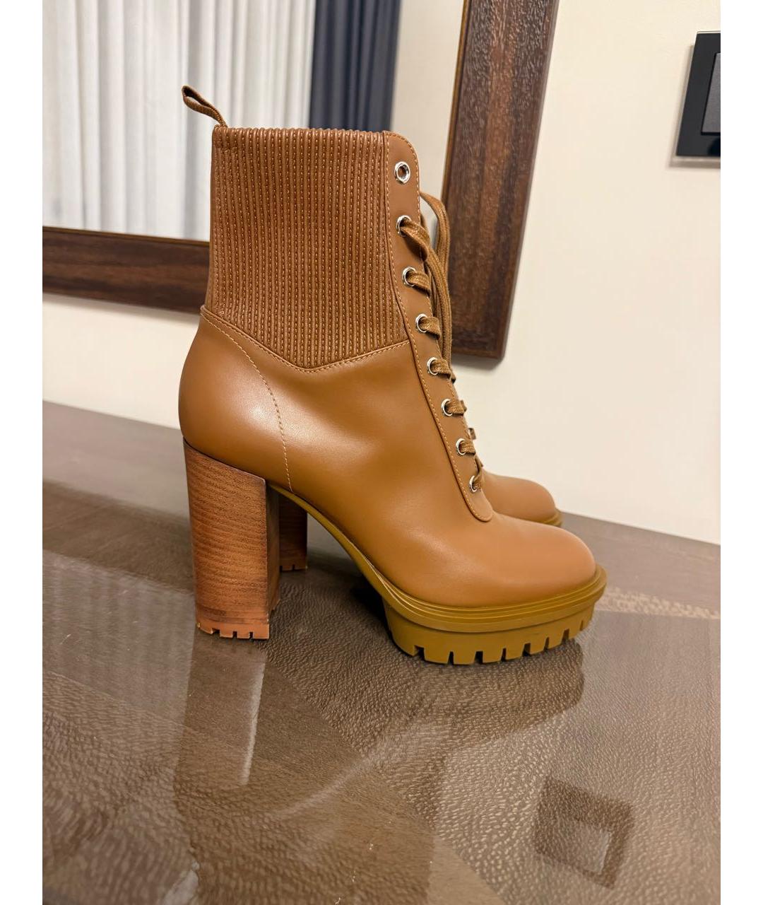 GIANVITO ROSSI Коричневые кожаные ботильоны, фото 4