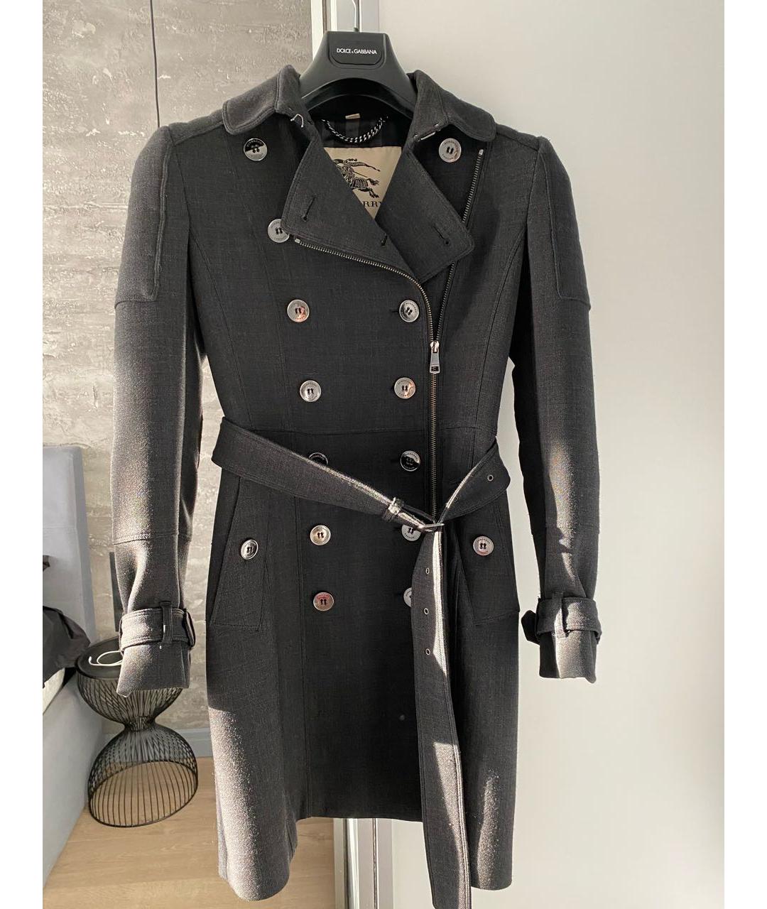 BURBERRY Серое шерстяное пальто, фото 6