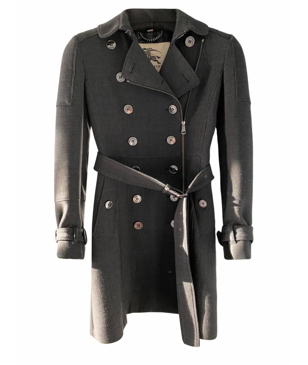 BURBERRY Серое шерстяное пальто, фото 1