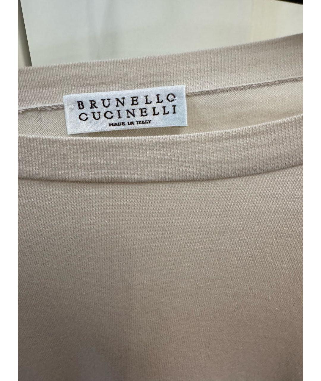 BRUNELLO CUCINELLI Бежевая хлопковая футболка, фото 5