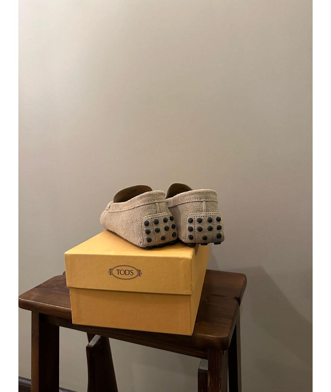 TOD'S Бежевые кожаные мокасины, фото 4