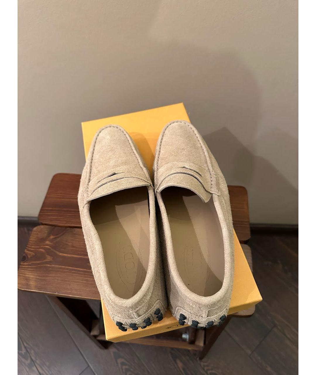 TOD'S Бежевые кожаные мокасины, фото 3