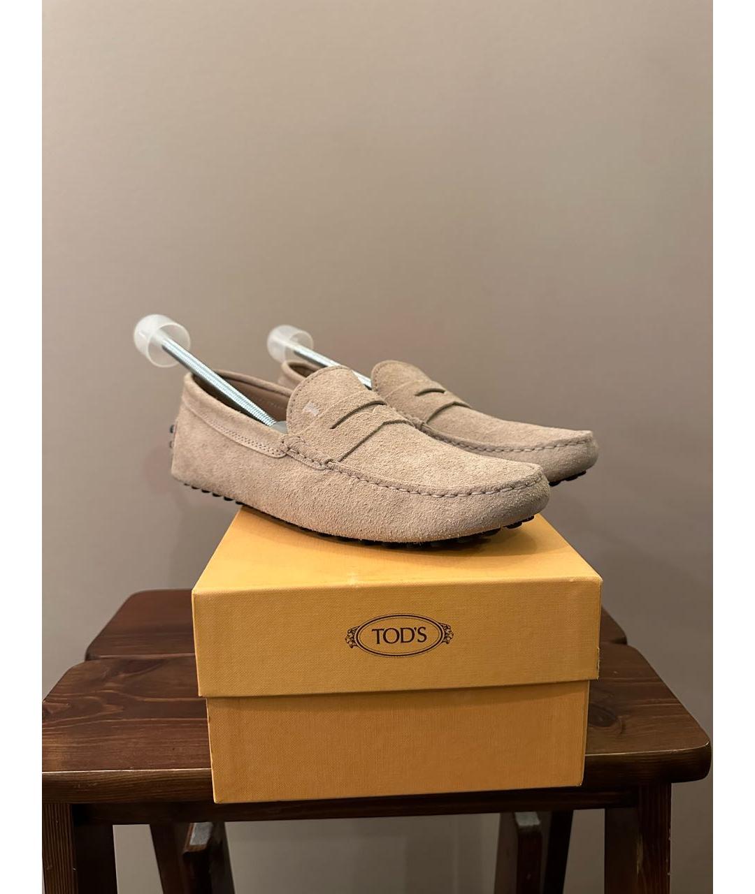 TOD'S Бежевые кожаные мокасины, фото 2