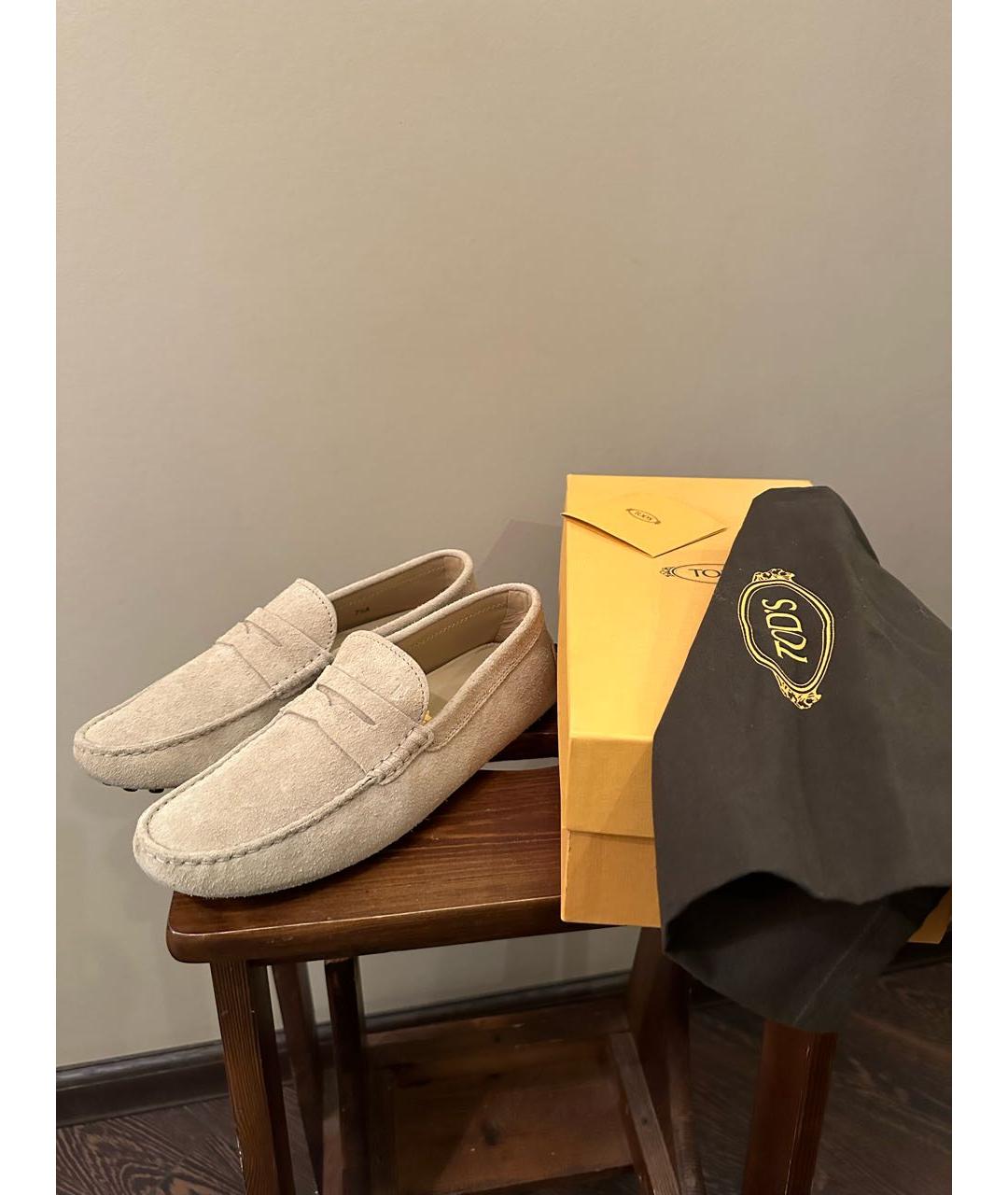 TOD'S Бежевые кожаные мокасины, фото 6