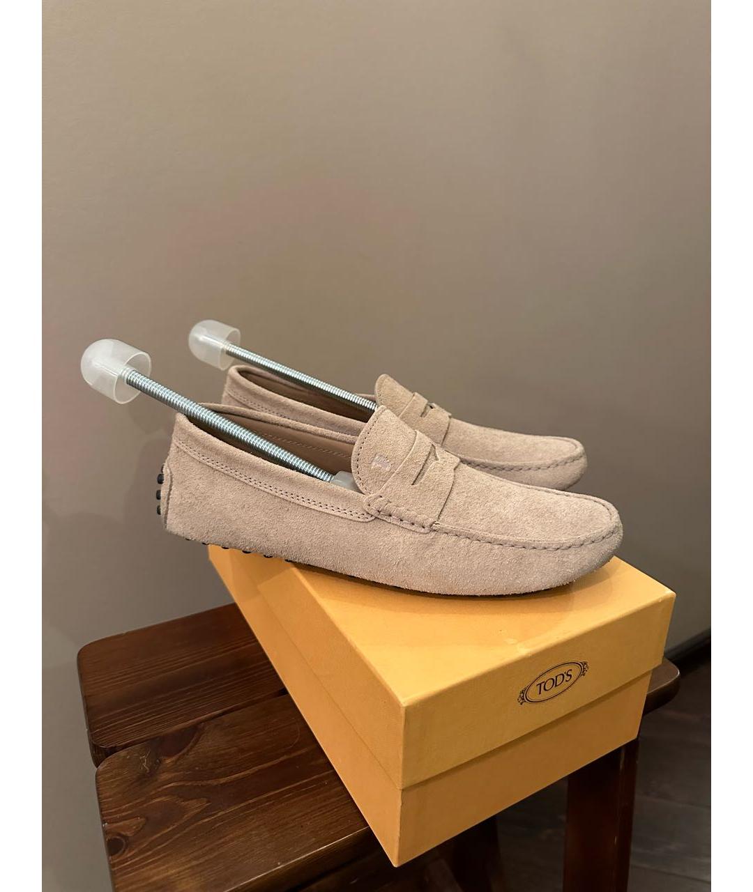 TOD'S Бежевые кожаные мокасины, фото 9