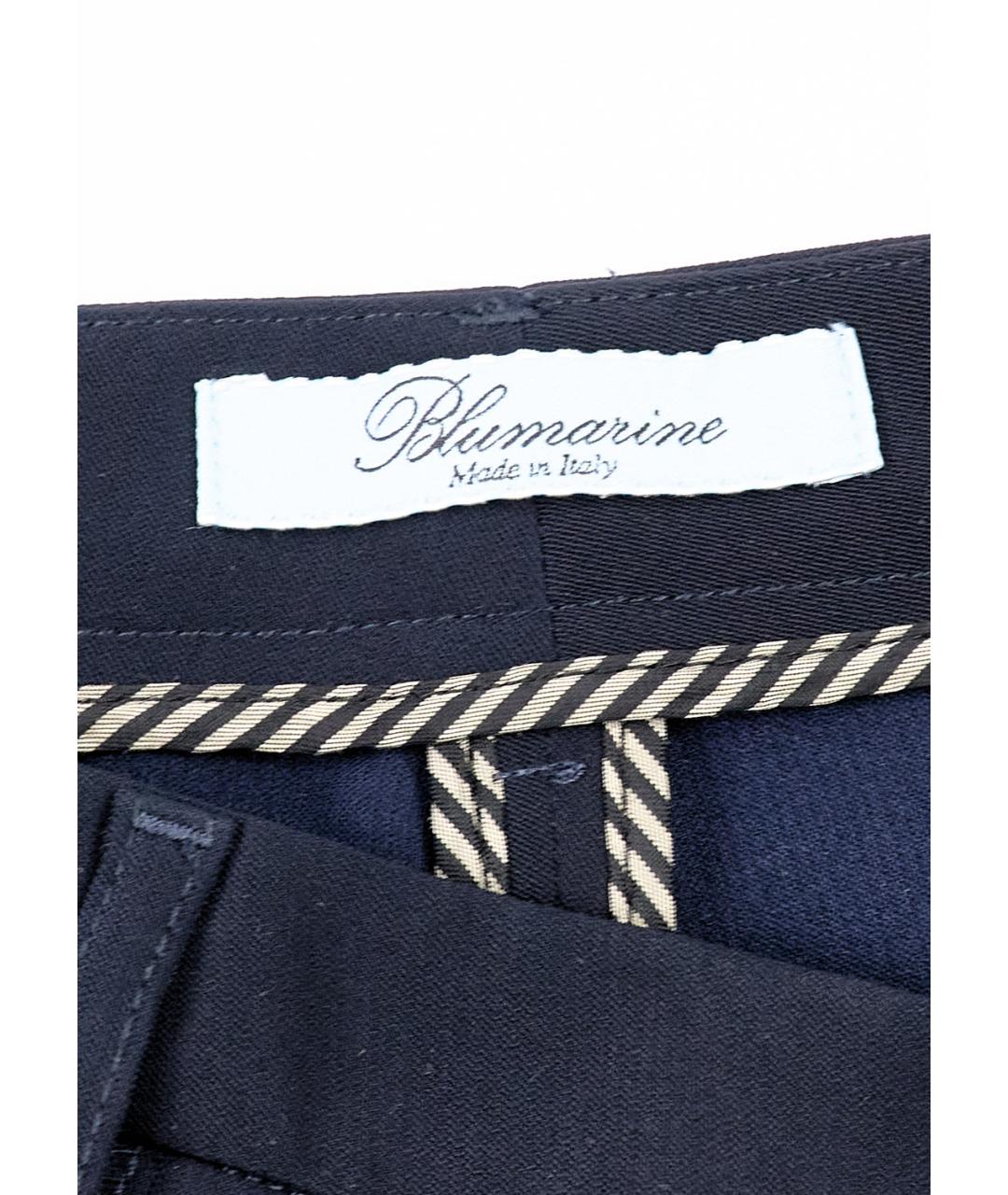 BLUMARINE Темно-синие полиэстеровые брюки широкие, фото 3