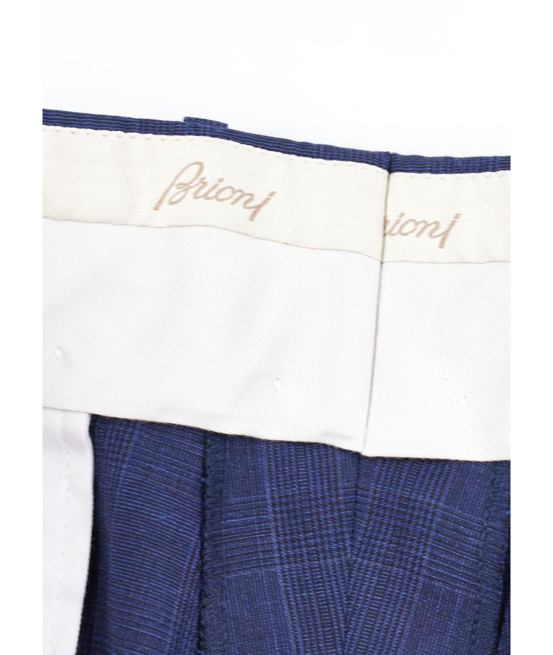 BRIONI Синие льняные классические брюки, фото 3