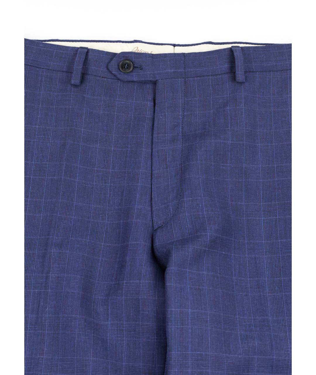 BRIONI Синие льняные классические брюки, фото 4