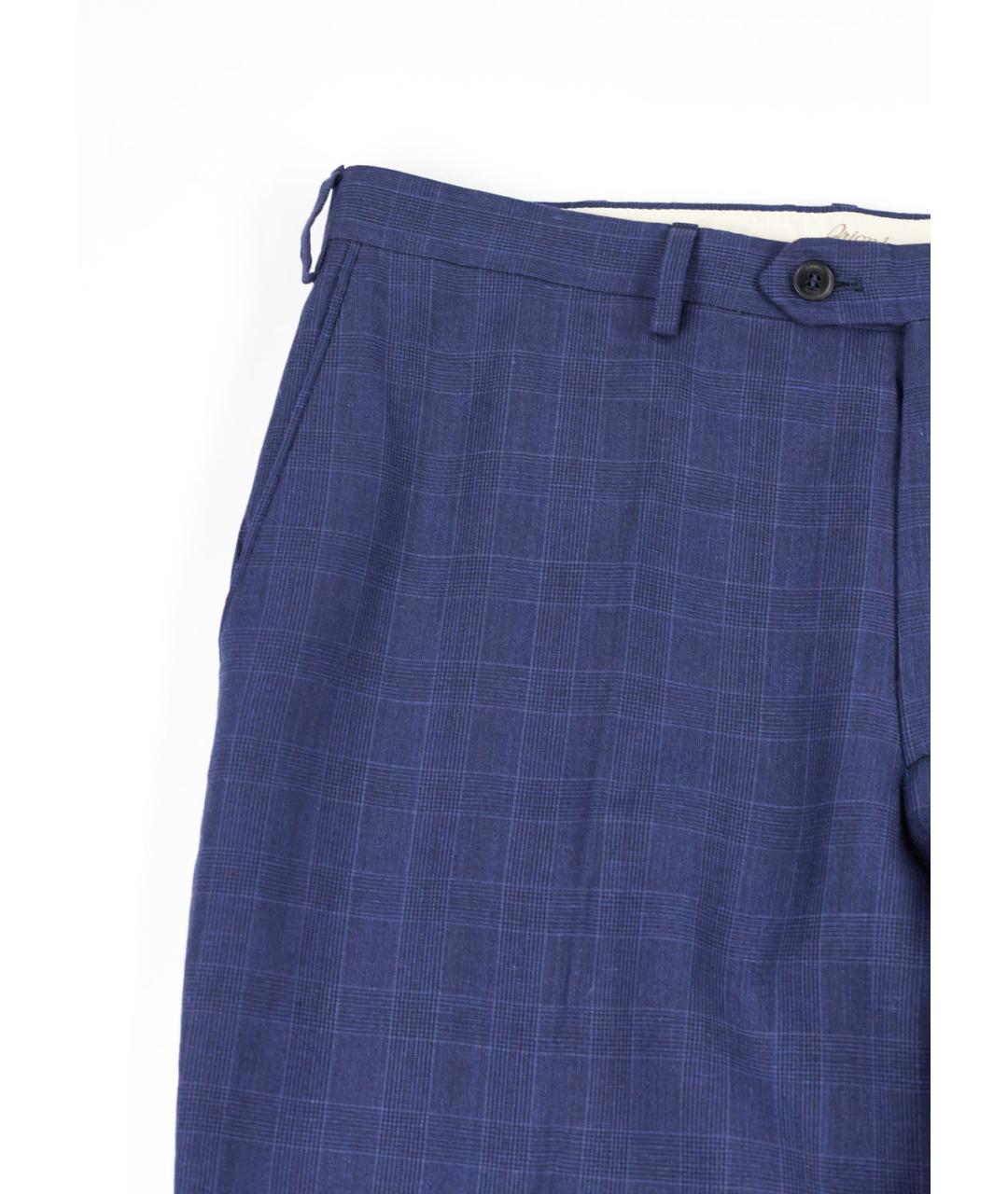 BRIONI Синие льняные классические брюки, фото 5