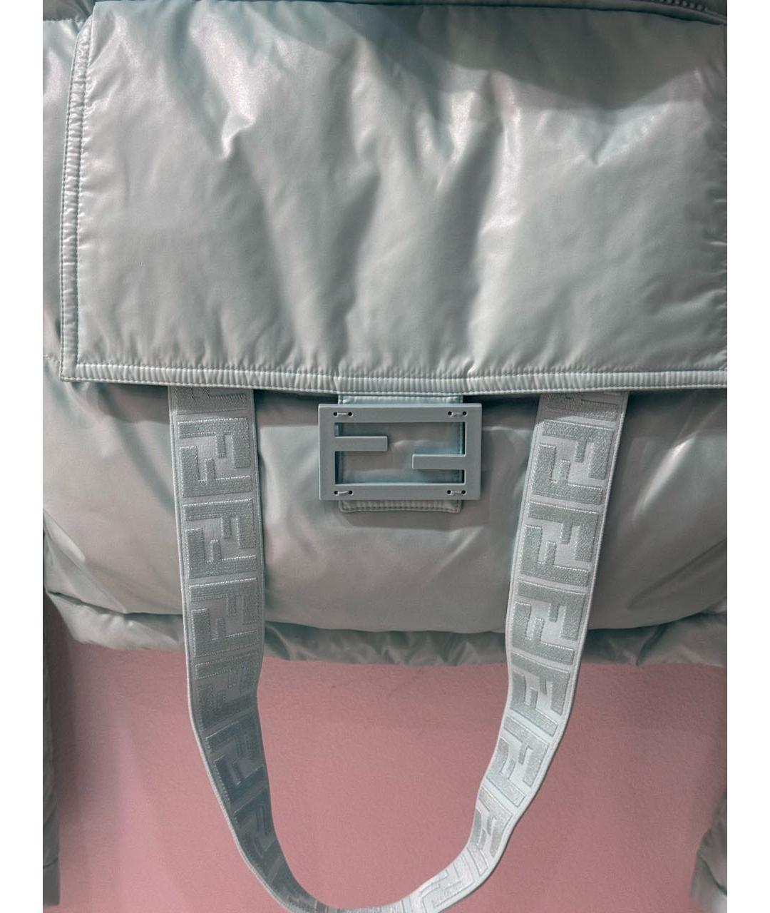 FENDI Бирюзовый полиэстеровый пуховик, фото 6