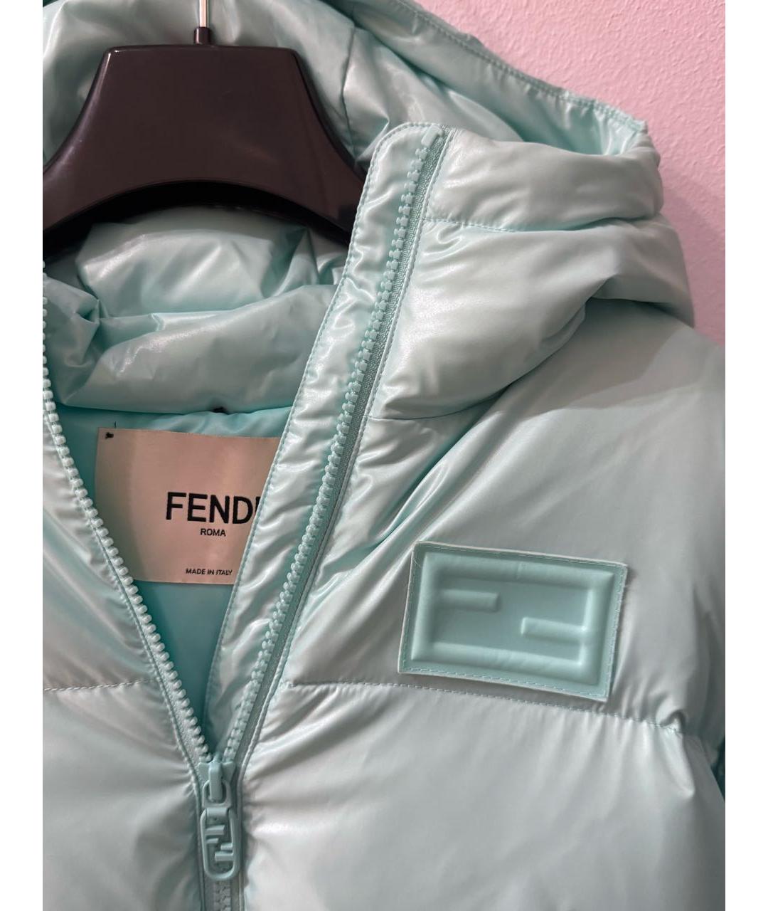 FENDI Бирюзовый полиэстеровый пуховик, фото 3