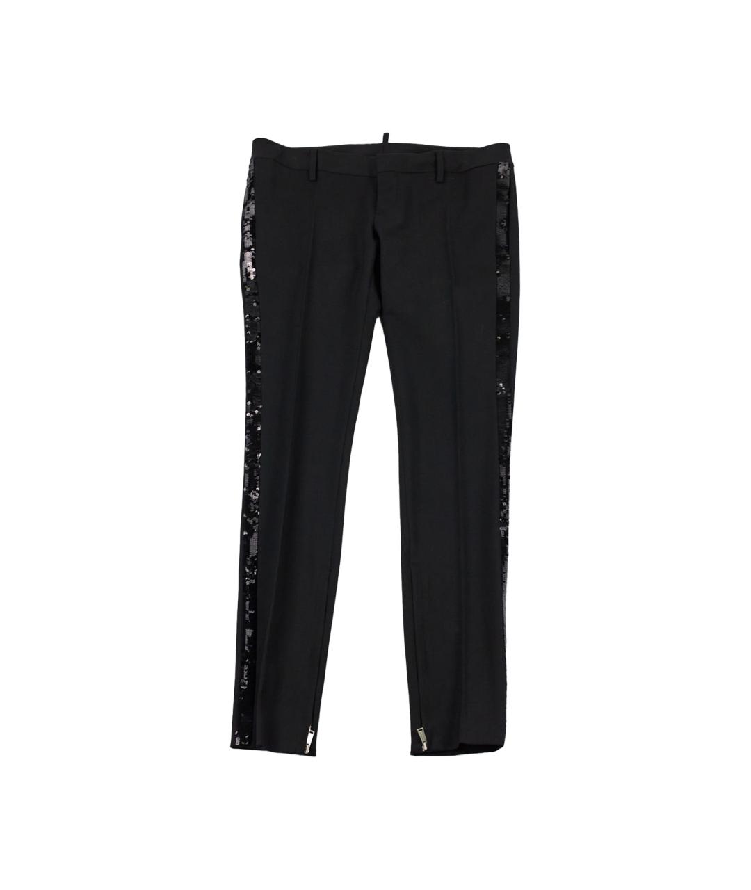 DSQUARED2 Черные шерстяные прямые брюки, фото 1