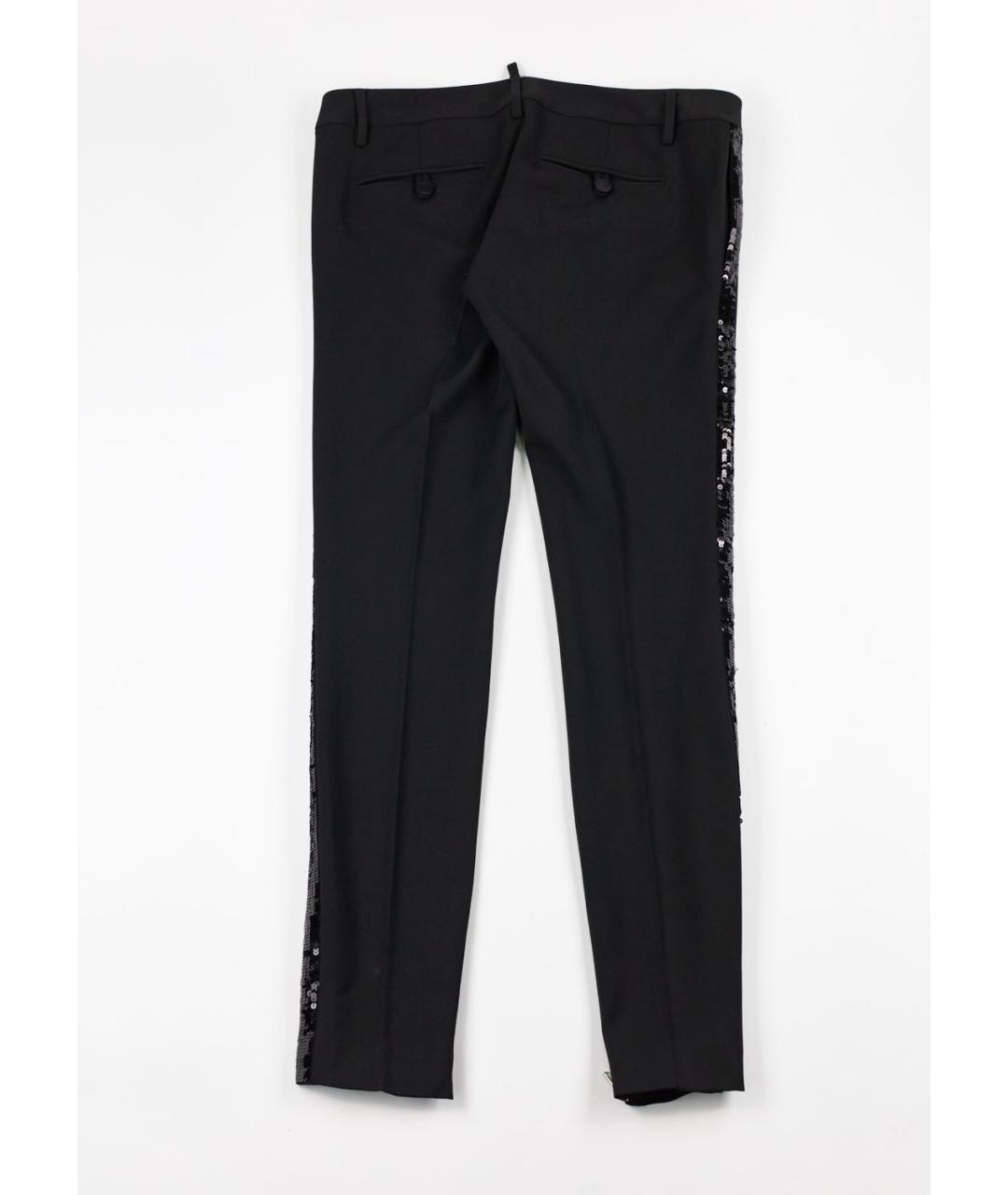 DSQUARED2 Черные шерстяные прямые брюки, фото 2