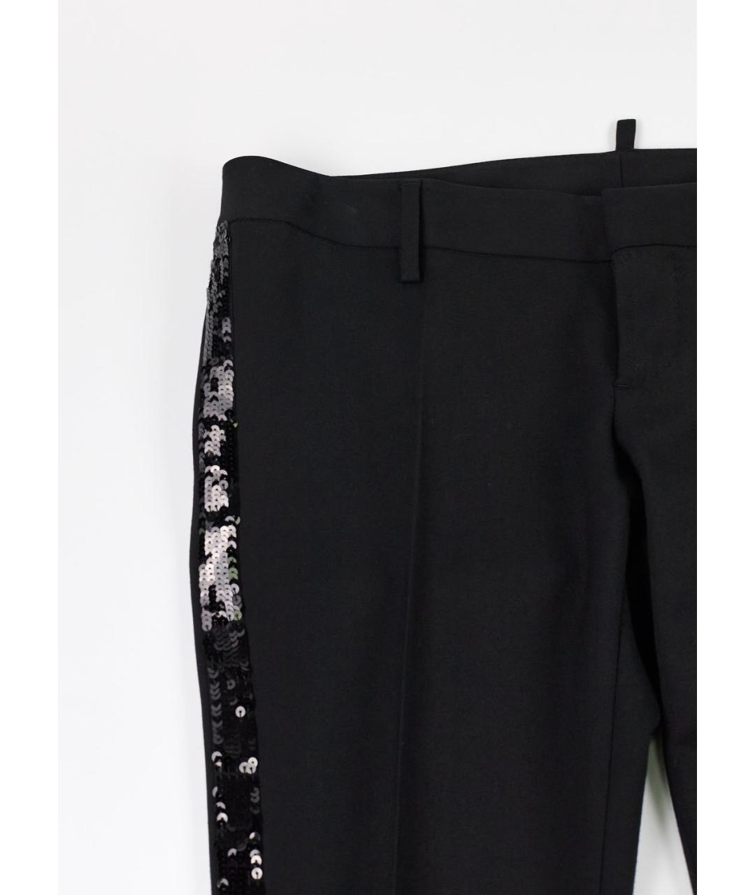 DSQUARED2 Черные шерстяные прямые брюки, фото 3
