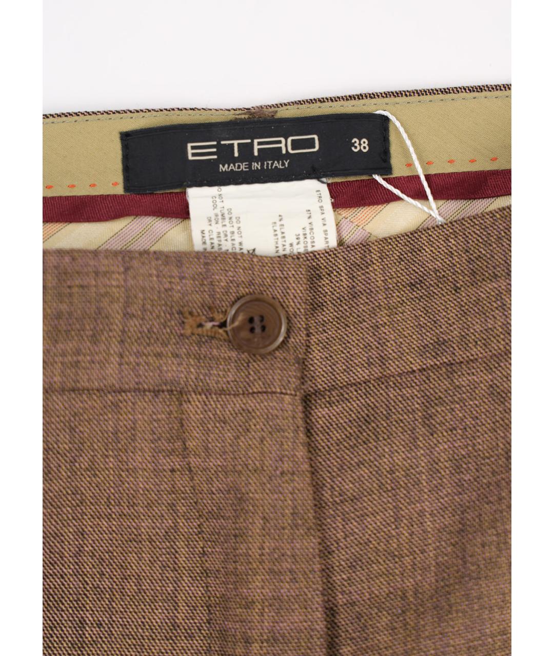 ETRO Коричневые вискозные прямые брюки, фото 3