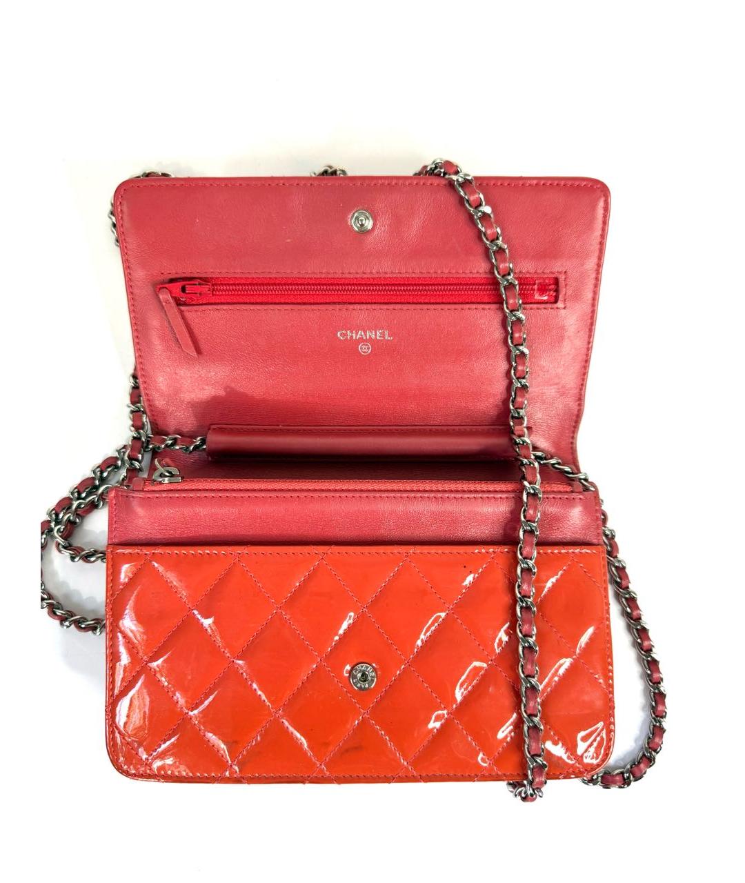 CHANEL Оранжевая сумка через плечо из лакированной кожи, фото 7