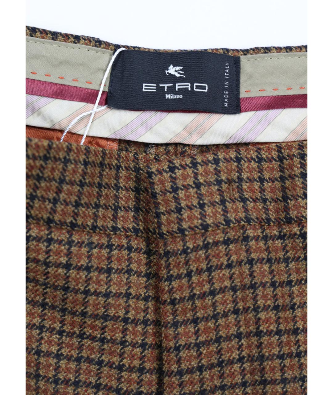 ETRO Коричневые шерстяные прямые брюки, фото 3