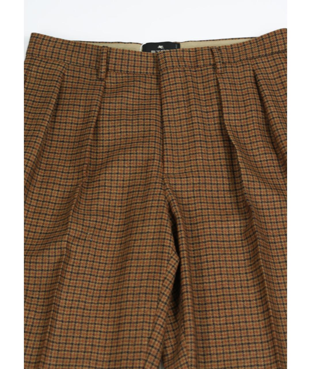 ETRO Коричневые шерстяные прямые брюки, фото 4