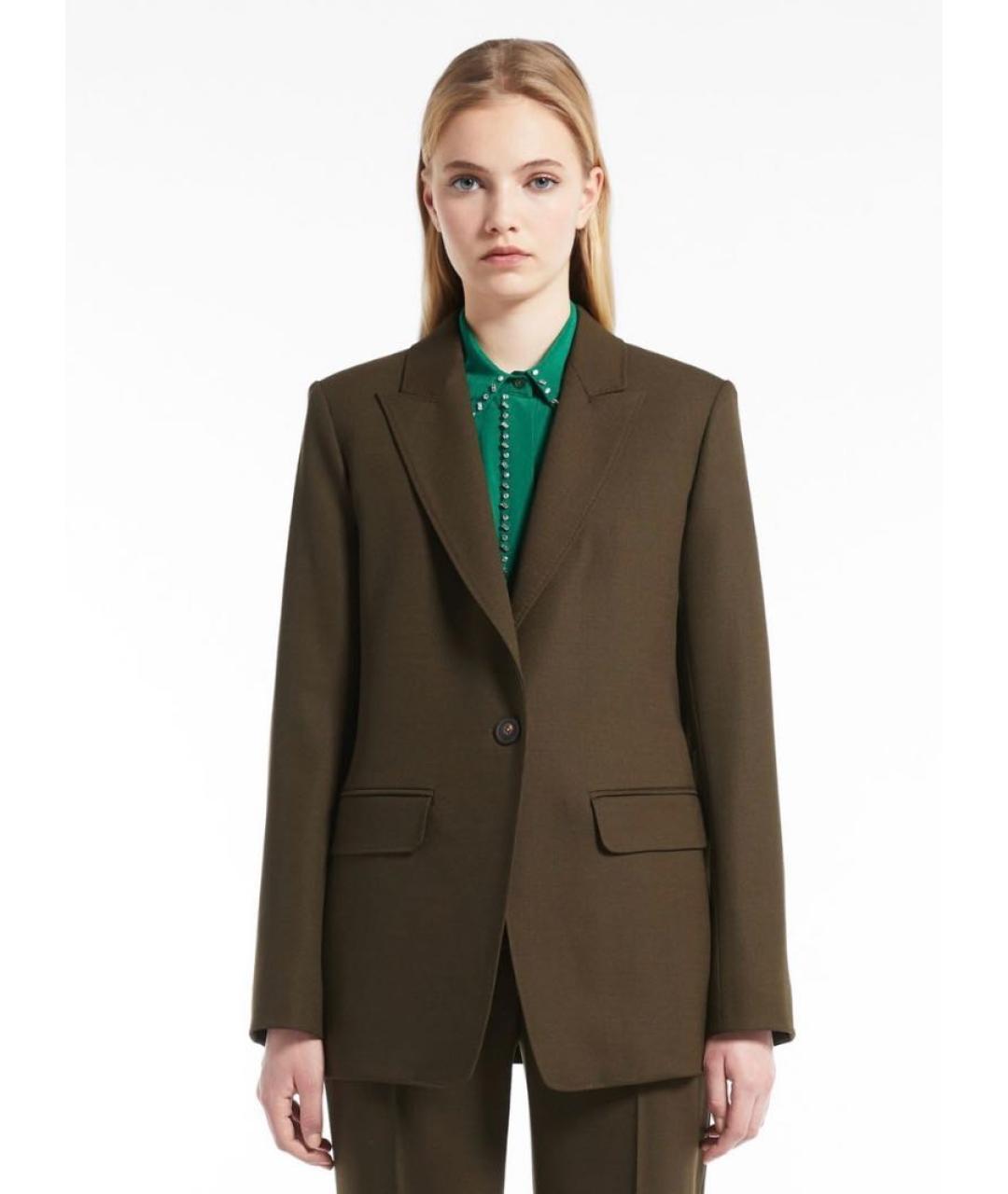 MAX MARA STUDIO Зеленый шерстяной жакет/пиджак, фото 5