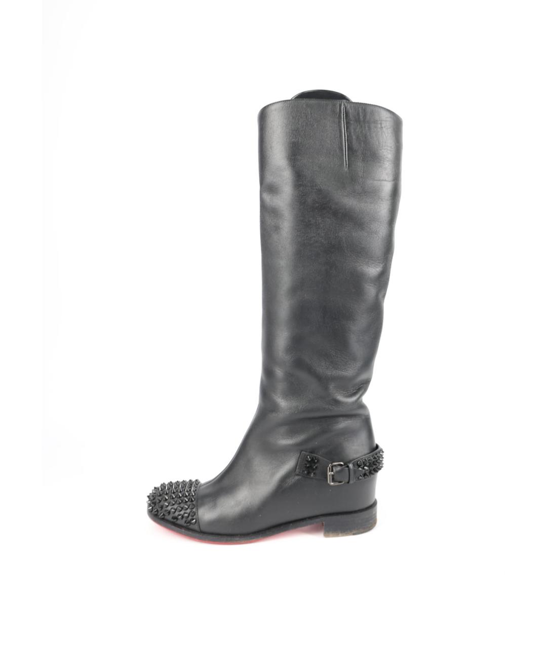 CHRISTIAN LOUBOUTIN Черные кожаные сапоги, фото 6