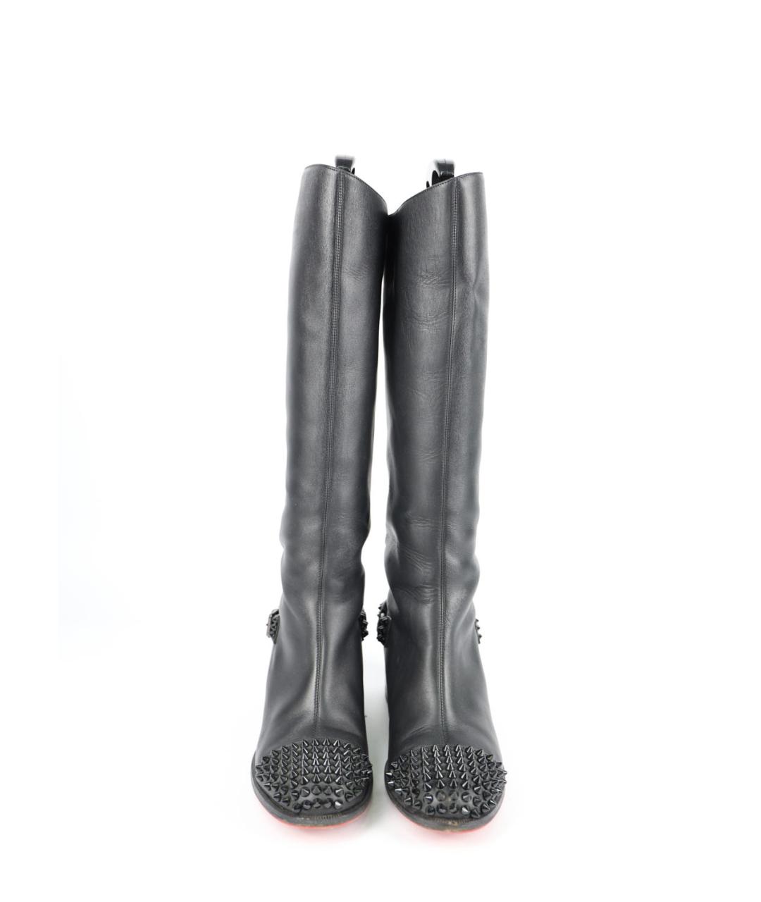 CHRISTIAN LOUBOUTIN Черные кожаные сапоги, фото 3