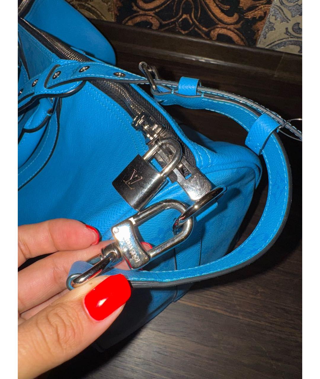 LOUIS VUITTON Бирюзовая кожаная дорожная/спортивная сумка, фото 4
