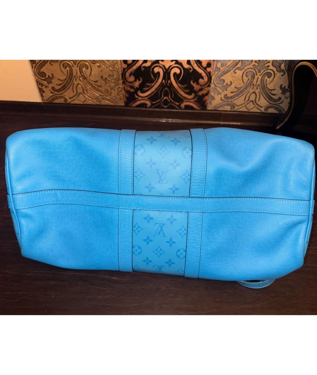 LOUIS VUITTON Бирюзовая кожаная дорожная/спортивная сумка, фото 5