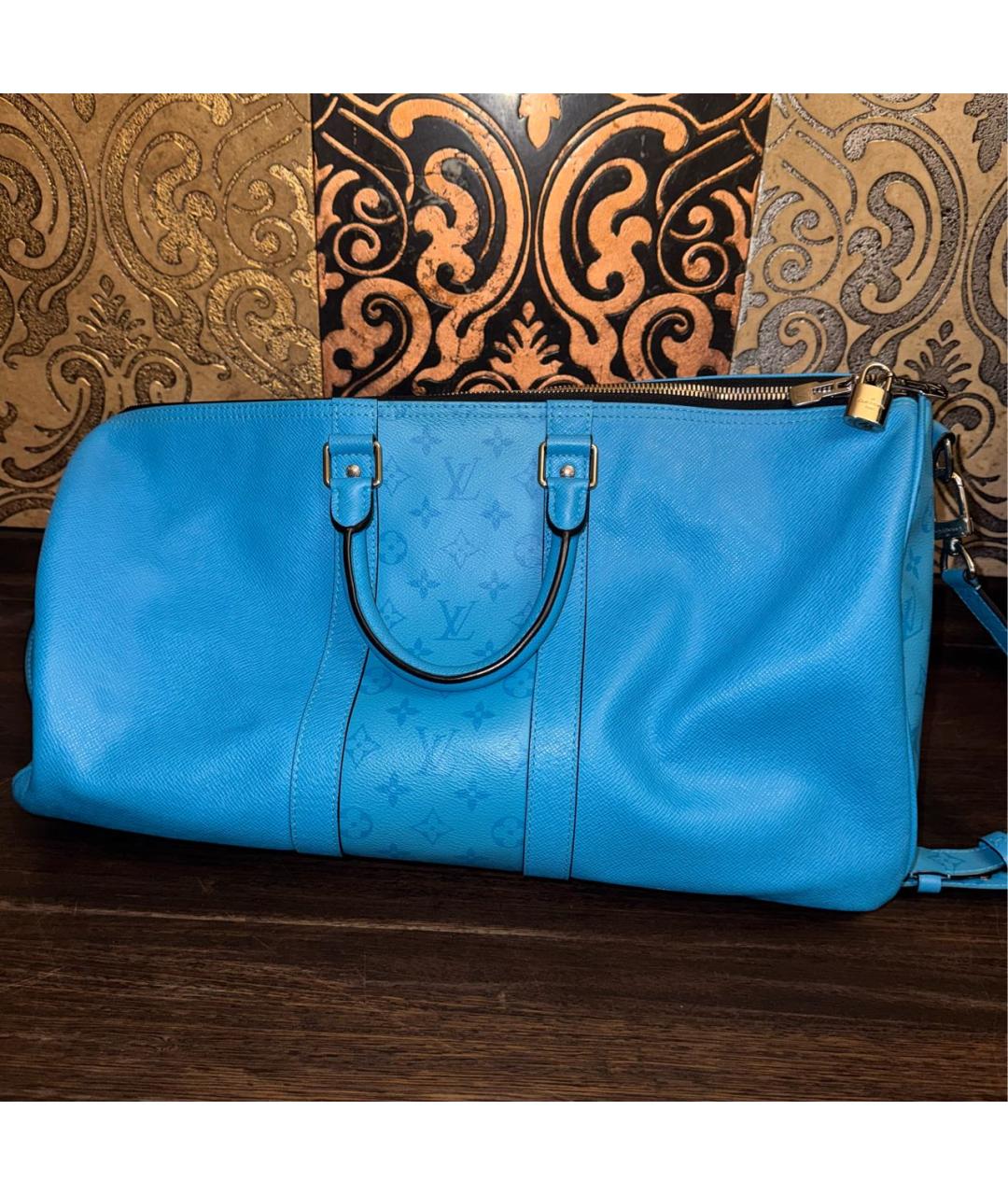 LOUIS VUITTON Бирюзовая кожаная дорожная/спортивная сумка, фото 8