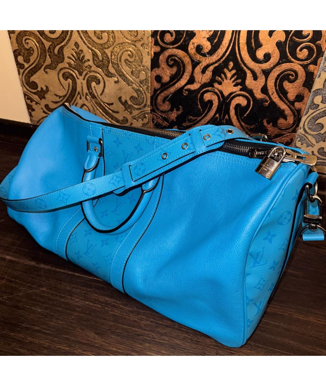 LOUIS VUITTON Бирюзовая кожаная дорожная/спортивная сумка, фото 2