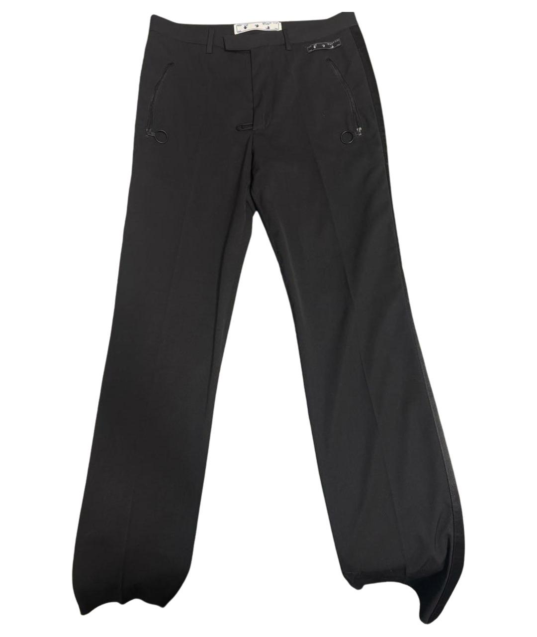 OFF-WHITE Черные шерстяные классические брюки, фото 1